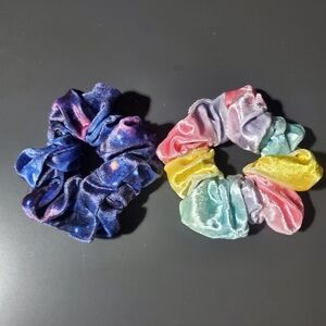 Scrunchie Velvet Tie Dye & Galaxy Oversized Hair Accessory Women Pink Purple O/S